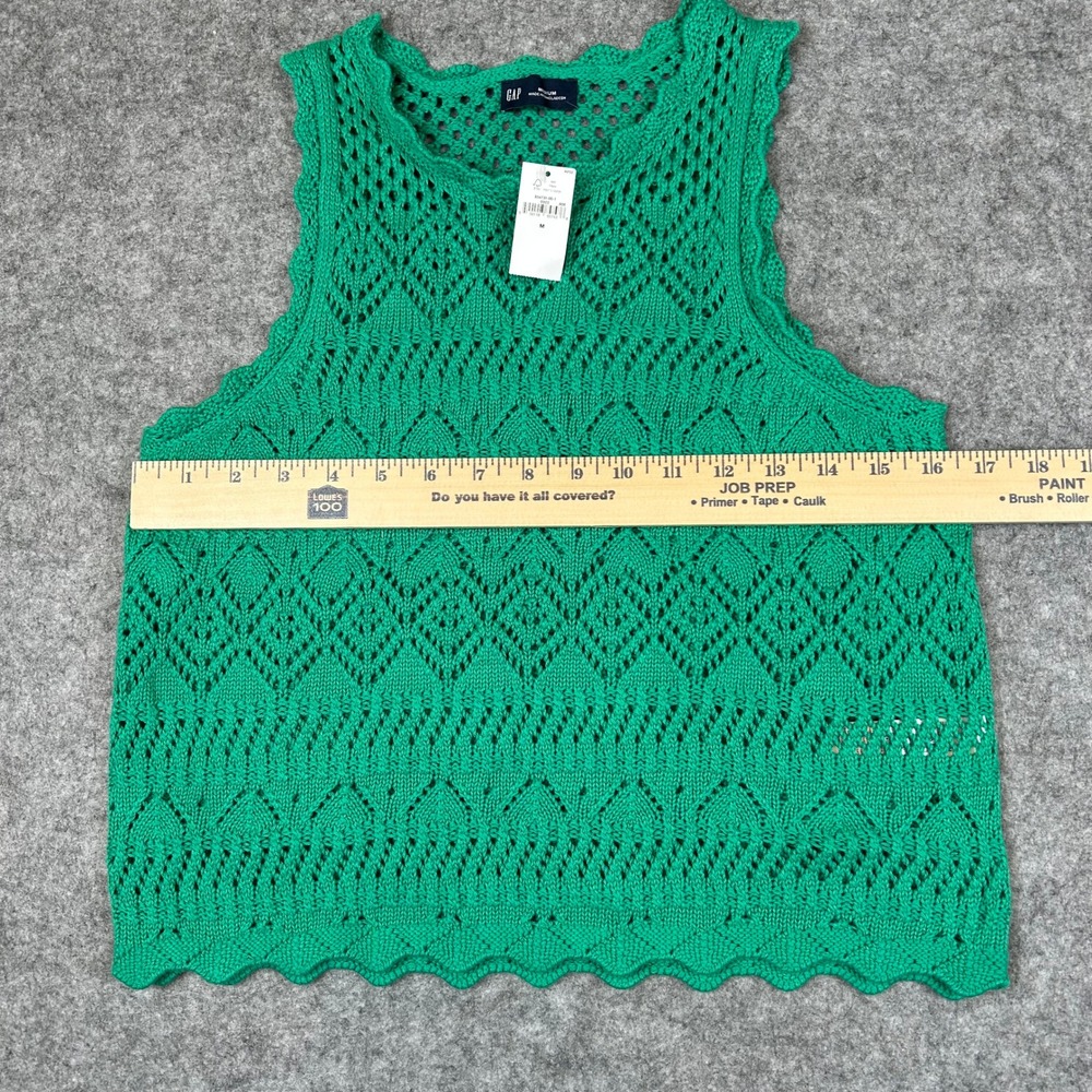 NWT Gap Crochet Knit Green Cropped Halter Tank Y2K 70s Boho Festival Medium - Picture 6 of 6